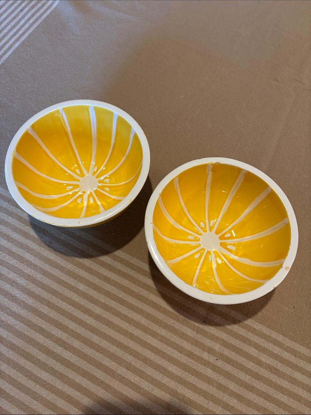 Bright Yellow Citrus Ceramic Bowls - Set of 2
